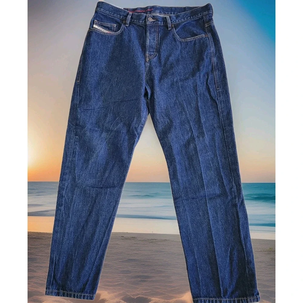 👖Diesel 2020 D-Viker Jeans Mens 34x30 Dark Wash Denim Straight‎ Leg Button Fly